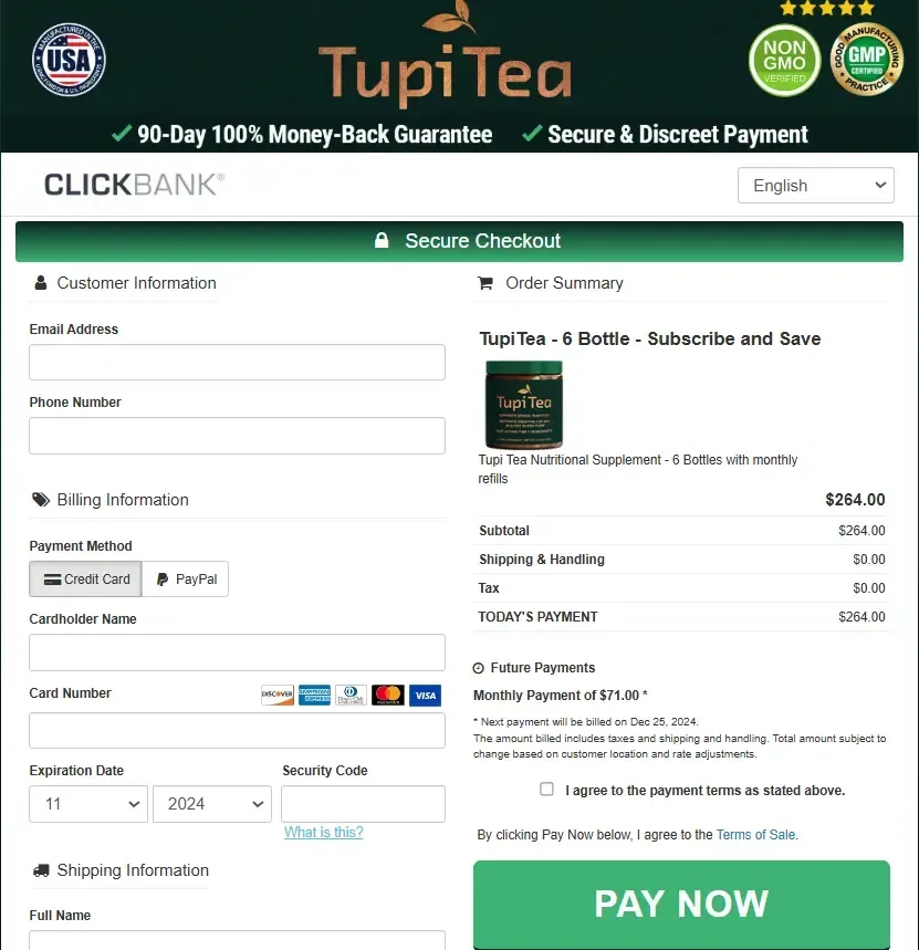 Tupi Tea checkout